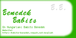 benedek babits business card